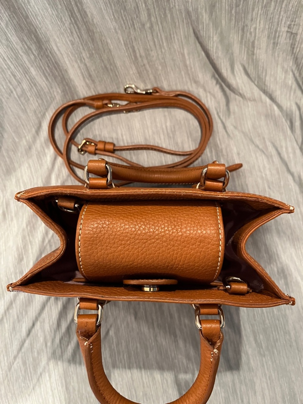 Dooney & Bourke Caramel Brown Pebbled Leather Satchel - Picture 12 of 16